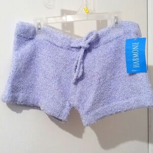 💚 Harmonie Lavender Polyester Blend Import Dance Fuzzy Drawstring Shorts M